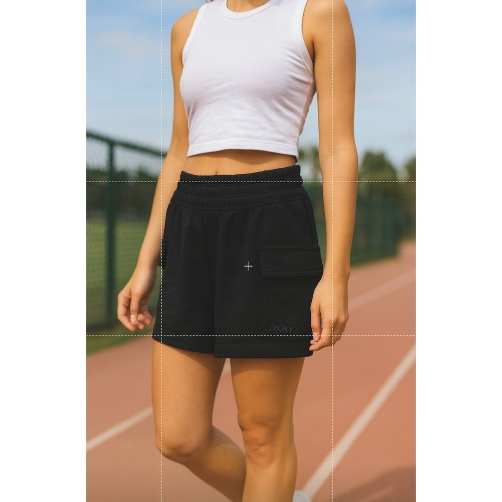 DKNY Women's Cargo Shorts S Black Elastic Pockets Lounge Casual‎ Sporty Athletic